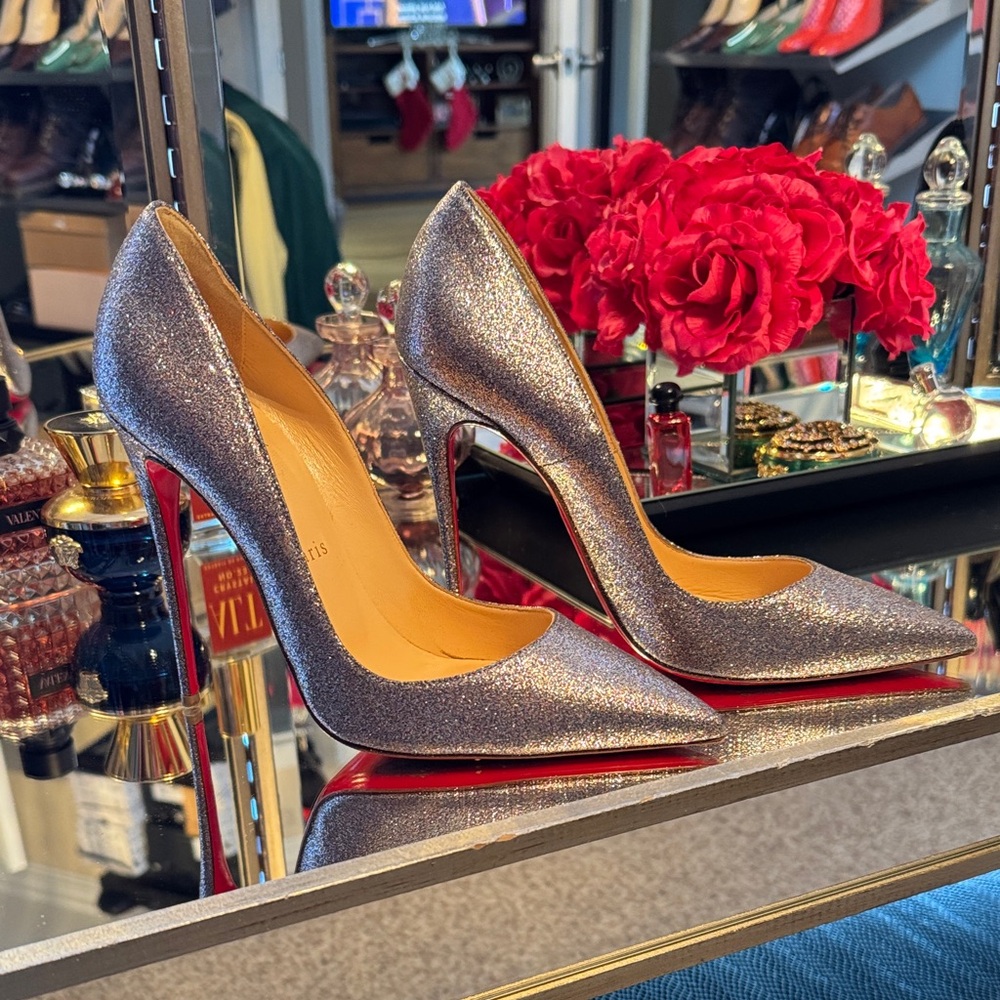 Christian Louboutin Sparkling Silver Heels